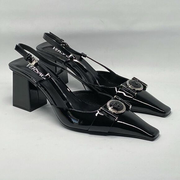 Versace Medusa Buckle Leather Slingback Pumps size 41 - Picture 3 of 15